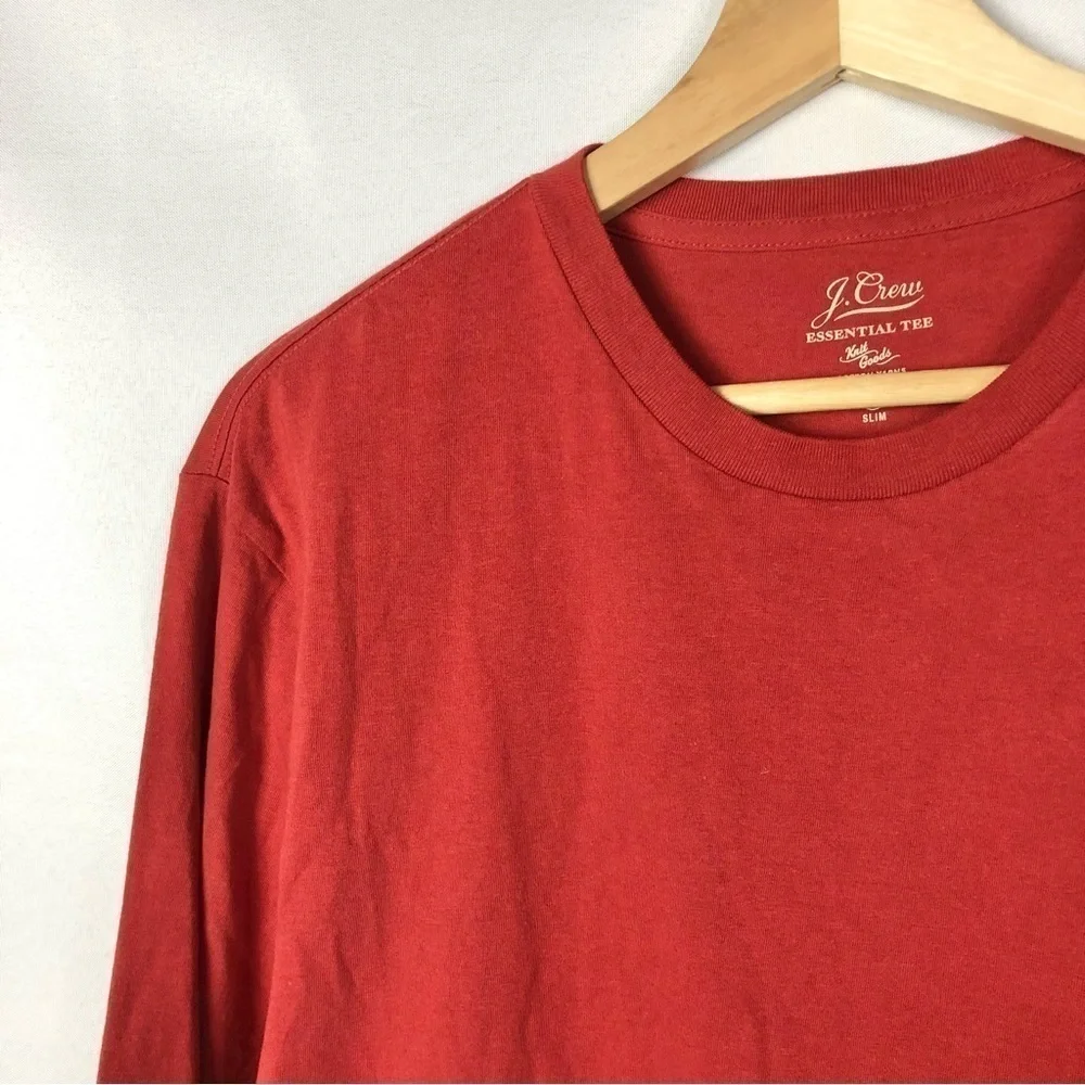 J. Crew Red Essential Long Sleeve Crewneck T-Shirt M